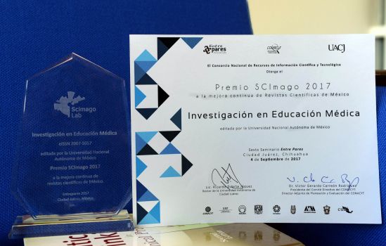 Recibe revista de la Facultad de Medicina de la UNAM premio SCImago 2017